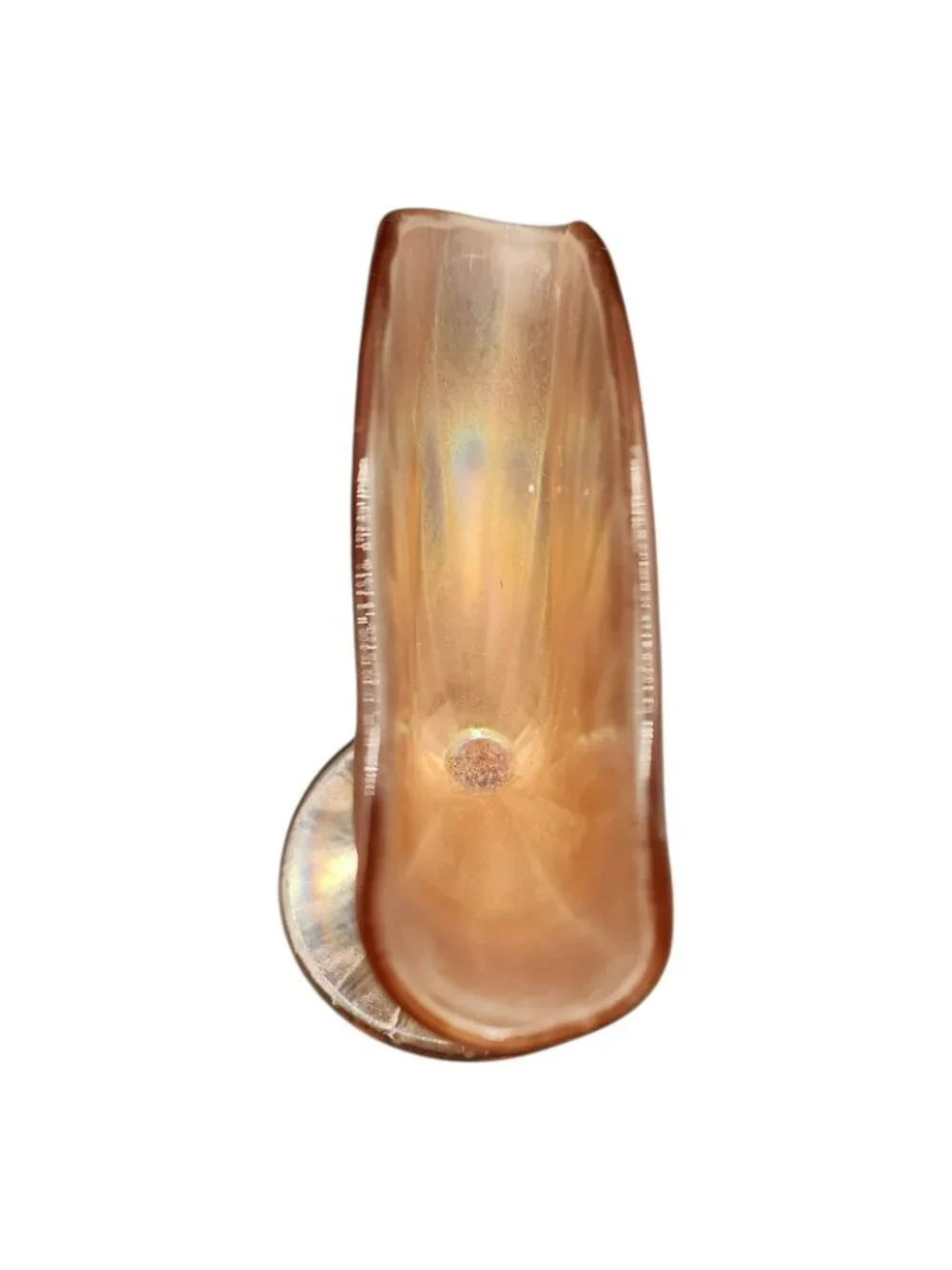 Stretch Art Glass Blush Pink Iridescent Fan Vase 5.25